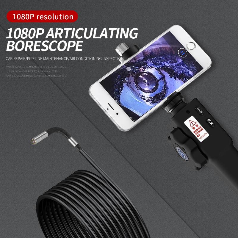 Portable Flexible Borescope 5.5MM 1080P High Temperature Borescope 1M Tube Articulating Borescope for Iphone Factory