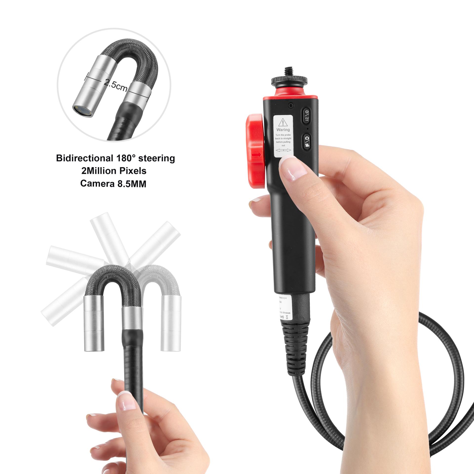 Portable 8.5 MM Borescope with Articulating Head Support OTG  Bore Camera HD 2MP Borescope for Engines Factory