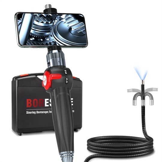 Ralcam Articulating Borescope, 8.5mm Lens IP67 Waterproof Steering Probe, HD 1080P Inspection Camera with Light, Endoscope Compatible with Android and iOS Phone