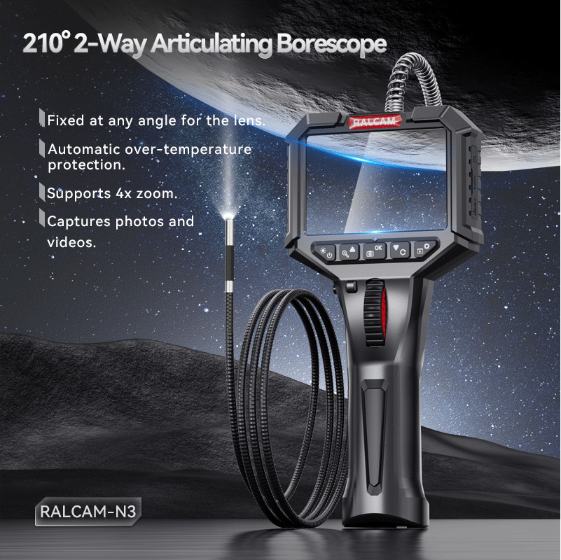 Ralcam 6.2Mm Ip67 Waterproof 180°Articulating Two-Way Borescope Camera With HD Screen Factory