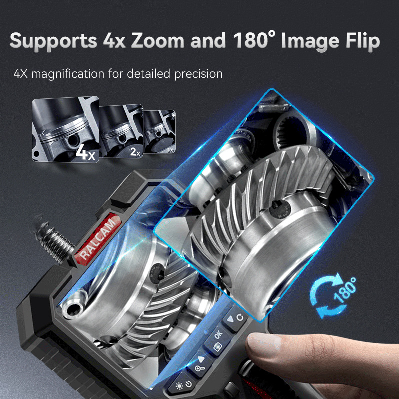 Ralcam 6.2Mm Ip67 Waterproof 180°Articulating Two-Way Borescope Camera With HD Screen Factory