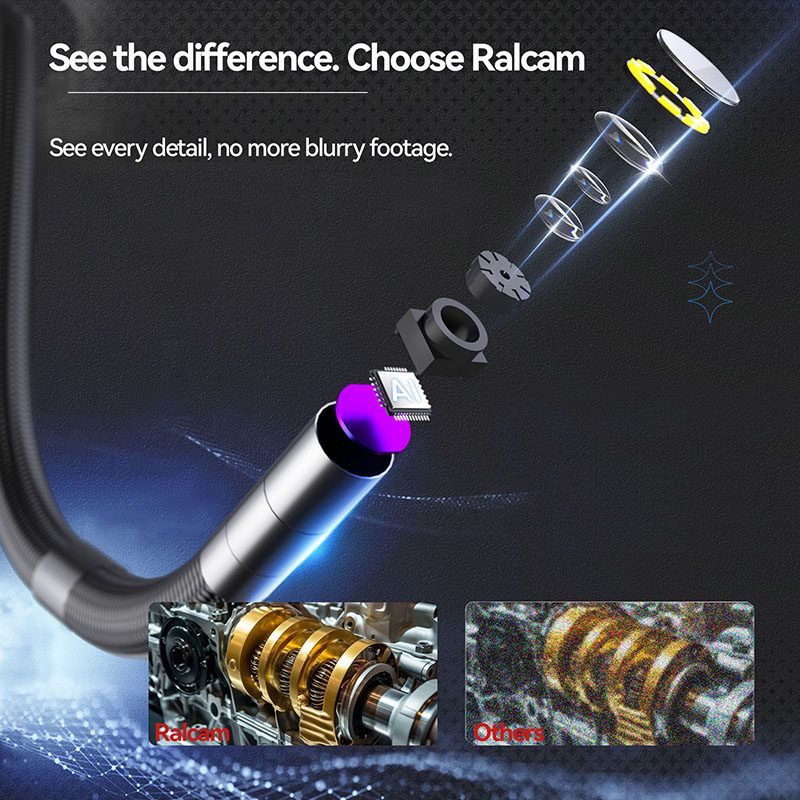 R406 RALCAM 4.3inch Screen 2-Way Video Borescope Flexible IP67 Waterproof 1M Probe 6.2Mm Factory Price